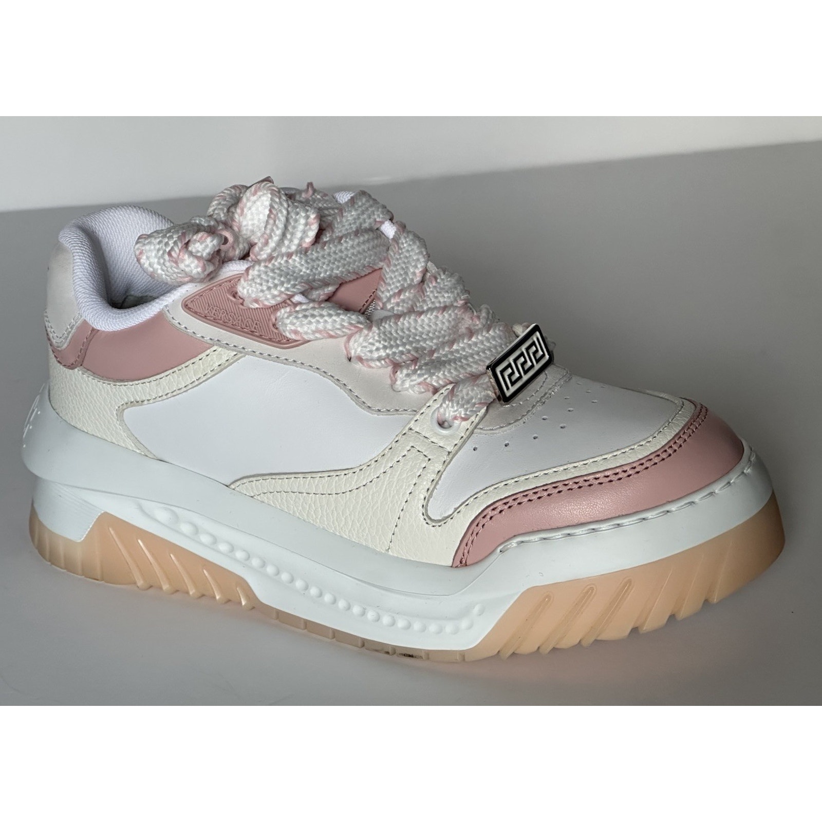 Versace Odissea Women’s Leather White/Pink Sneakers 8 Us (38) 1016365 Nib $925